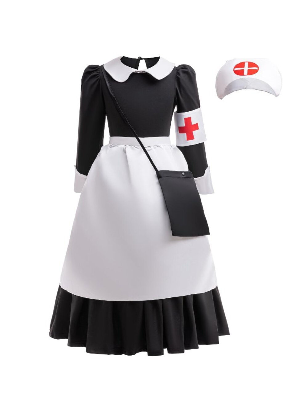 Medium Coolproud Wartime Girl Nurse Costume 4pcs Includes Dress Apron Hat Armban